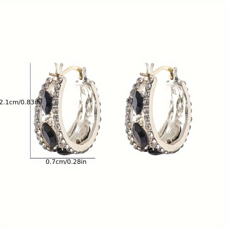 [Vintage Elegance, Earrings] Black Zirconia Hoop Earrings | Vintage Elegance for Women, Perfect for Parties, Everyday Wear, And As a Jewelry Gift