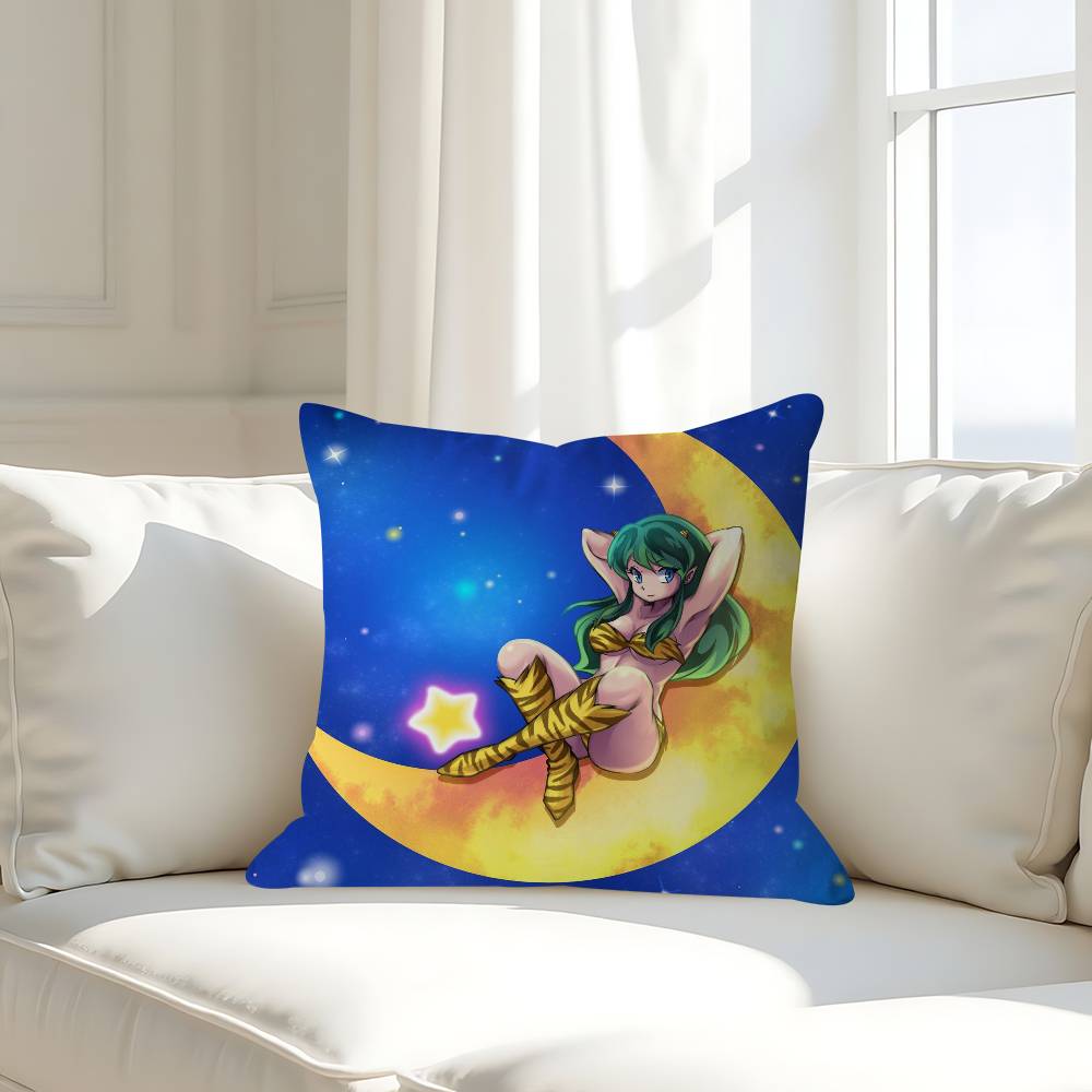 Cartoon U-Urusei Y-yatsura Kissenbezug Abnehmbarer Waschbarer Kissenbezug – Ganzjährig Weiches Leinen