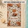 Fox Theme Soft Beach Towel Personalized Custom Name Text Towel Portable for Beach Pool Travel