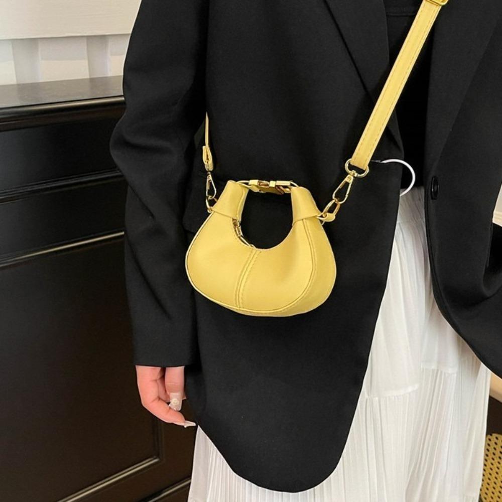

Minimalist Style Pu Leather Handbag Y2K Crescent Bag Elegant Crossbody Bag Girl чорний