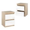 Bedside Cabinet Sonoma Oak White Gloss 30 Cm 2 Drawers Tv Table For Bedroom