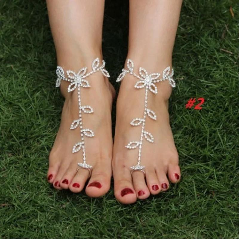 New Trendy Summer Daisy Flower Chain Anklet Connecting Foot Finger Bracelet Barefoot Anklets for Women Bohemian Beach Foot Chain