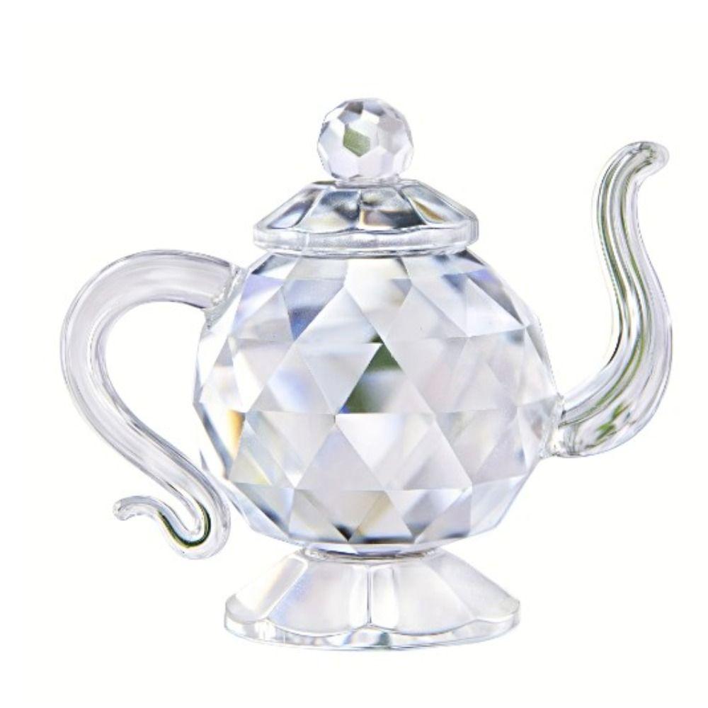 Mini Crystal Teapot Figurine Clear Glass Teapot Teapot Sculpture Ornament Living Room