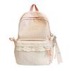 Schoolbag Small Fresh Plaid Corrugated Schoolbag Lace Girl Heart Travel Small Backpack Japanese Sweet Wind Student Party Backpack