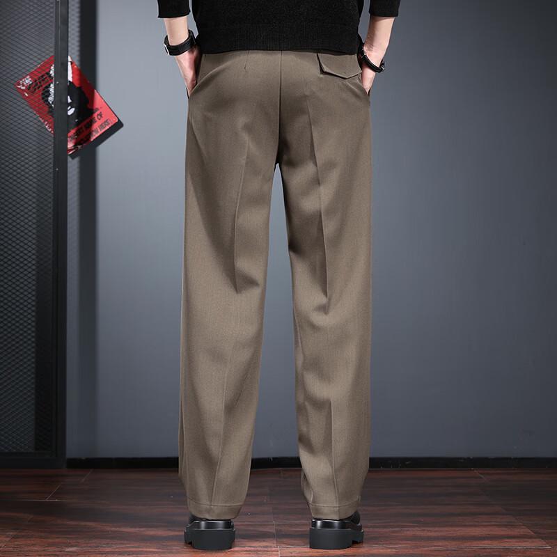 Jie Leinuo Men's Casual Straight-Leg Suit Pants