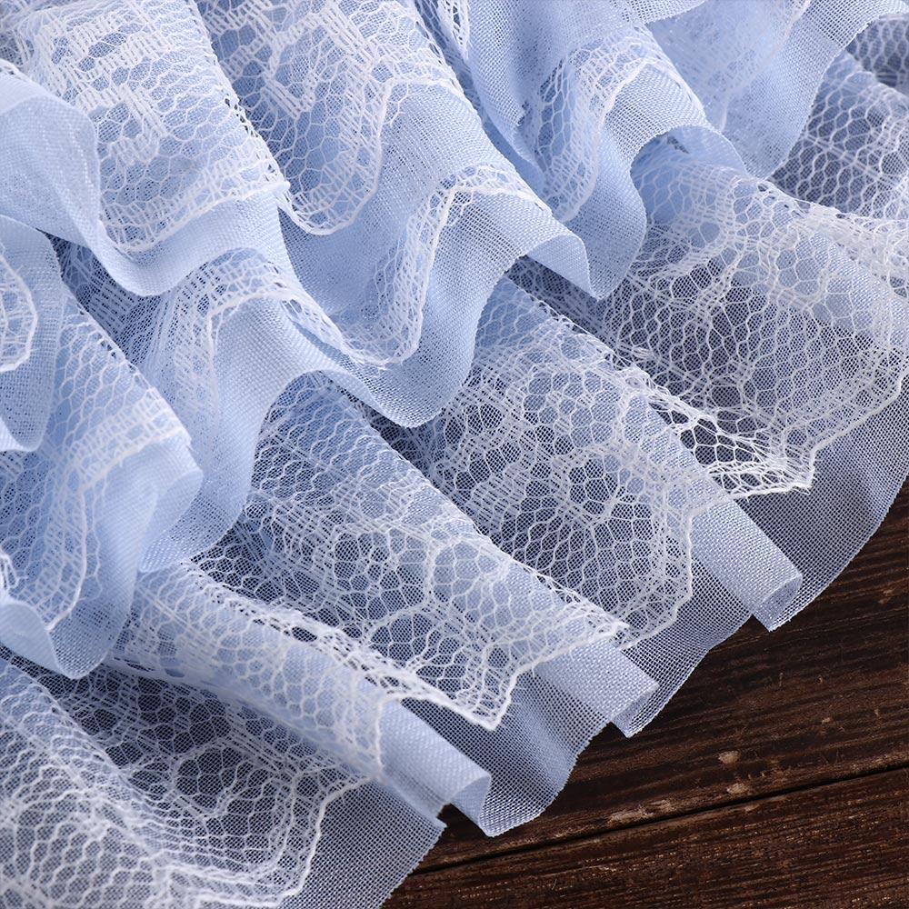 Exquisite Chiffon Edge Lace Soft Embroidery Collar Ribbon Pleated Mesh Chiffon Fabric  Party