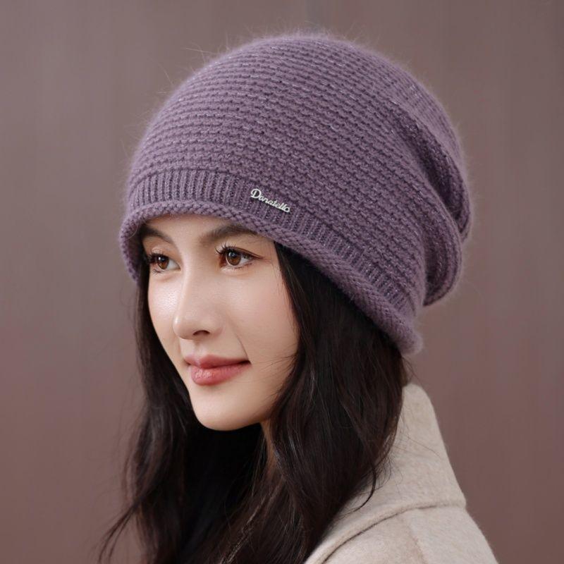 Autumn and Winter Wool Hat Women's New Fashion Rabbit Fur Beret Thermal Ear Protector Knitted Hat