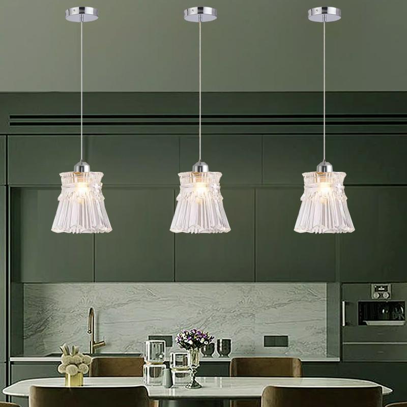 Modern Glass Pendant Light for Bedroom Kitchen Dining Room Hanging Lamp LED Flower Luminaire Chandelier Nordic Lighting Cafe Bar