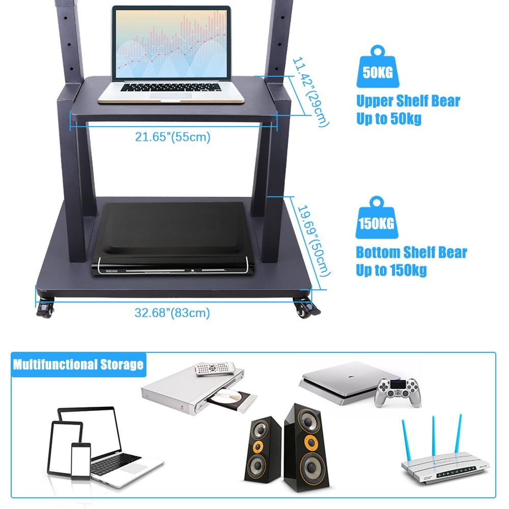 UNHO Mobile Floor TV Stand with Castors, Heavy Duty TV Cart Stand for 32''-100'' LED LCD Screens Height Adjustable Ultra Stable