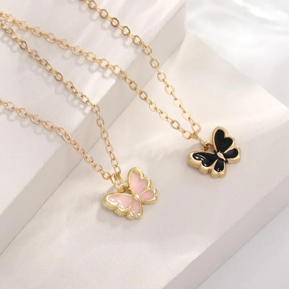 Set Butterfly Bracelet Necklace Sets For Women Simple Girls Sweet Charm Trend Minimalism Jewelry Birthday Gift