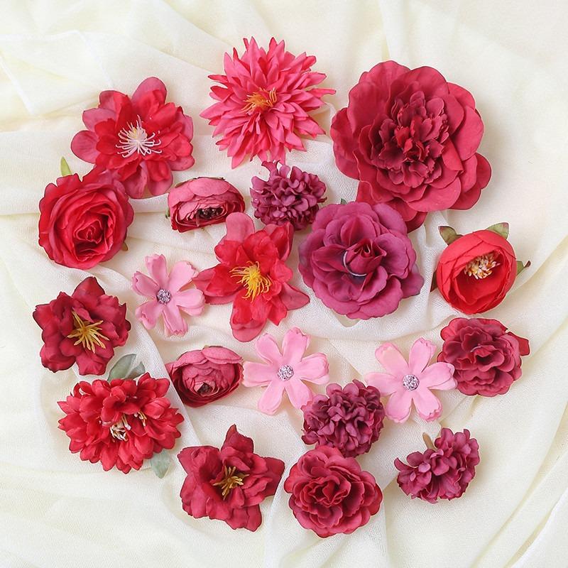 Artificial Flowers Rose Fake Flowers Head for Home Decor Wedding Bouquet Decoration Party Supplies Craft Gifts Garland Accessory