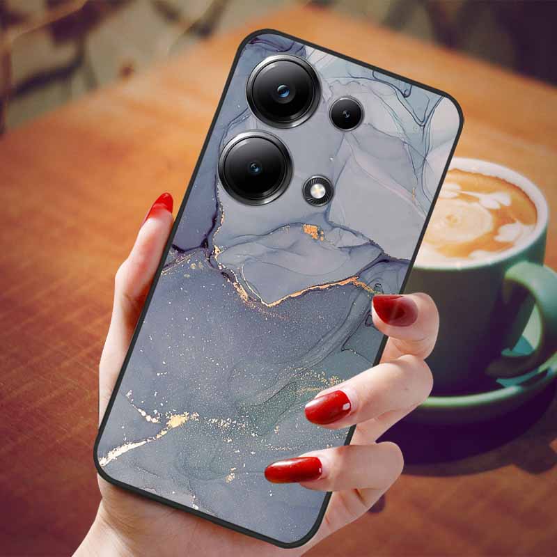 For Poco M6 Pro 4G Case Fashion Marble Silicon Black Cover for Xiaomi Poco M6Pro 4G Phone Case M 6 Pro Soft Shells PocoM6Pro 4G