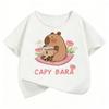 Kawaii Capybara Kids Tshirts Summer Short Sleeve Tees Cartoon Animal Boys Girls Clothes Kawaii Tops Y2K Children T-shirt