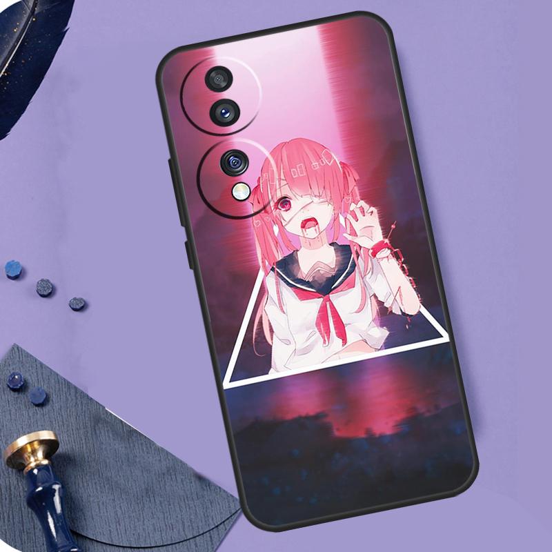 Anime Vaporwave Glitch Phone Case For Honor 90 Lite 70 50 Magic 5 6 Pro X6 X7 X8 X9 X6a X7a X8a X9a X9b X8b Cover
