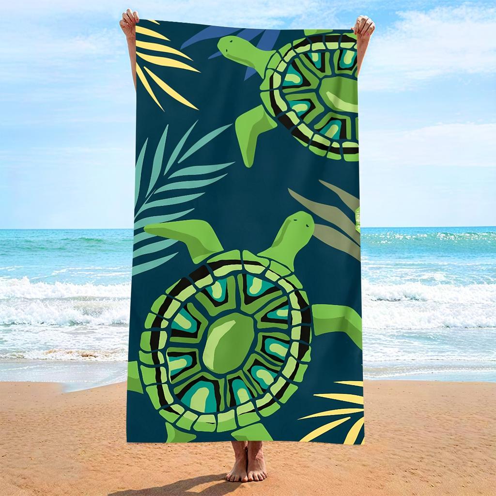 3D Sea Turtle Print Beach Towel Realistic Ocean Animal Quick Dry Polyester Bath Towel Summer Swimming Pool Travel Sand Free