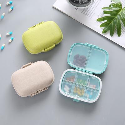 8 Grids Organizer Container for Tablets Travel Pill Box with Seal Ring Small Box for Tablets Wheat Straw Container for Medicines