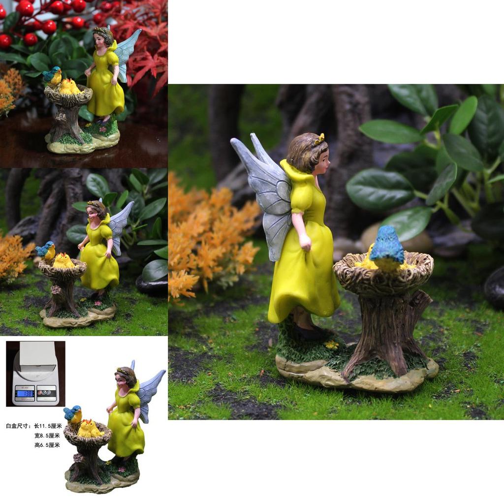 Resin Fairy Figurine With Angel And Bird For Birthday And Holiday Party Decor