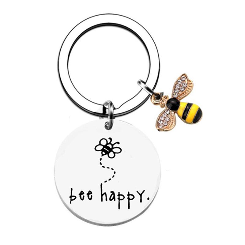 

1 шт. Брелок из нержавеющей стали с круглым логотипом пчелы, аксессуар для ключей, украшение для рюкзака, ключей от машины