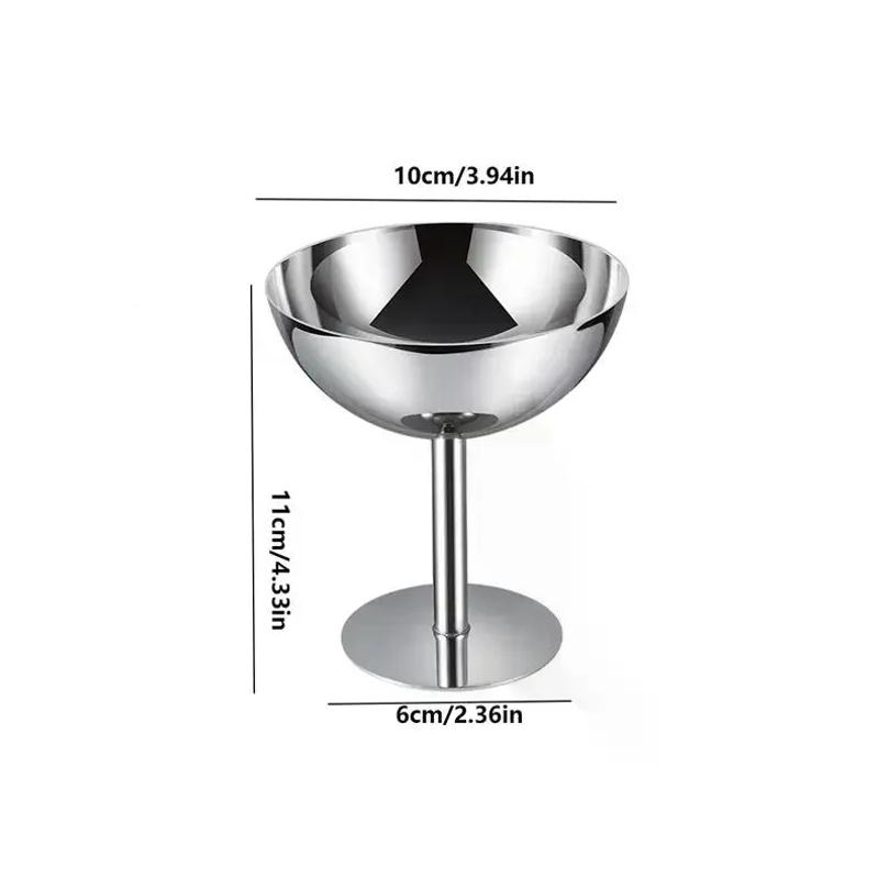 New Ice Cream Footed Bowls Stainless Steel Reusable Dessert Cups Set For Sundae Fruit Snack Party Dessert Bowl Round Yogurt Cup
