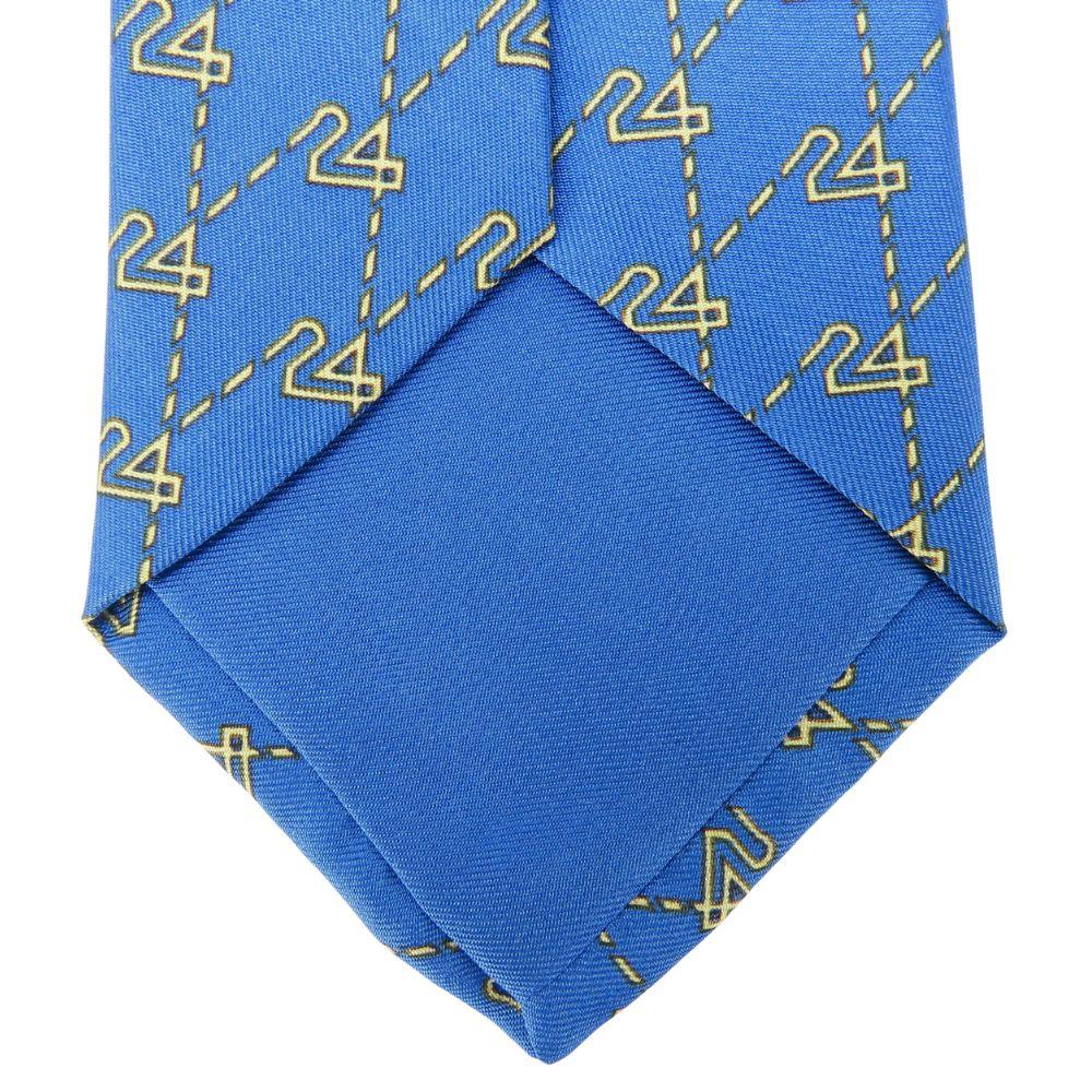 Used HERMES Tie 24 Overall Handle Silk Blue Gold Suit