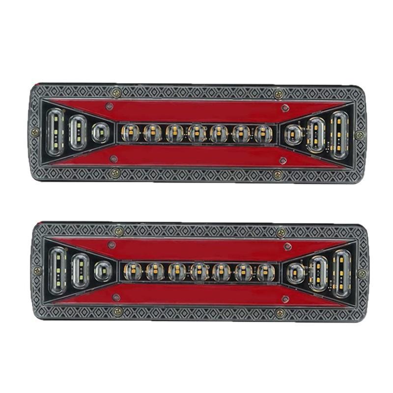 2 X Truck Trailer Taillights 12V 24V Tractor Light LED Rear Flashlight for Trailer Caravan Tail Light Running Turn Signal Type 1-12V