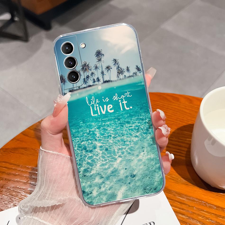 For Samsung S21 FE Plus Ultra Phone Case Ink Painting Soft TPU Clear Silicone Anti Drop Back Cover For Galaxy S 21 Funda Bumper