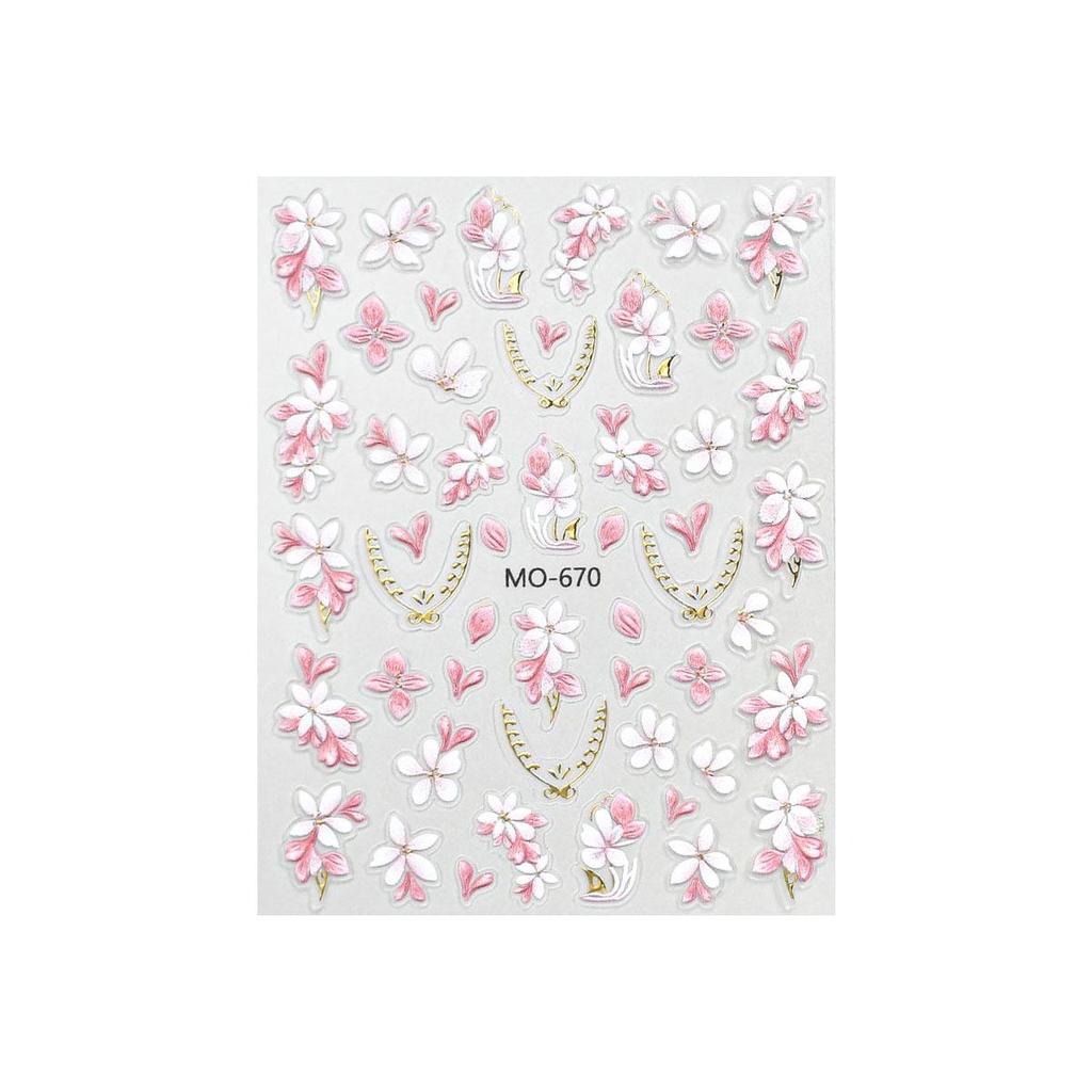 3D-geprägte Blumen- und Schmetterlings-Nagelsticker - DIY Trendige Nail Art Decals