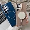 Desert Titanium Gold Lens Frame Holder Magnetic Silicone Case for Samsung Galaxy S25 S24 Ultra Magsafe Charging Soft Back Cover