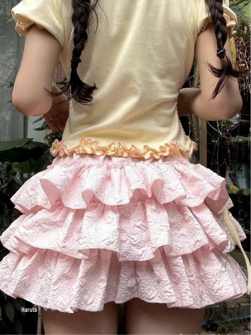 

Ballet-Style Sweet Ruffle Puff Mini Skirt with High Waist & Safety Lining XL (116-125 jin)