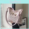 Fashionable Soft Canvas Bucket Bag For Women In Black White And Pink With Bowknot Accents