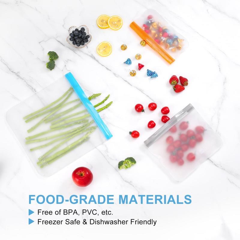 Food Grade Storage Containers Leakproof Containers Reusable Stand Up Zip Shut Bag Fresh Bag Food Multi Purpose Storage Bag