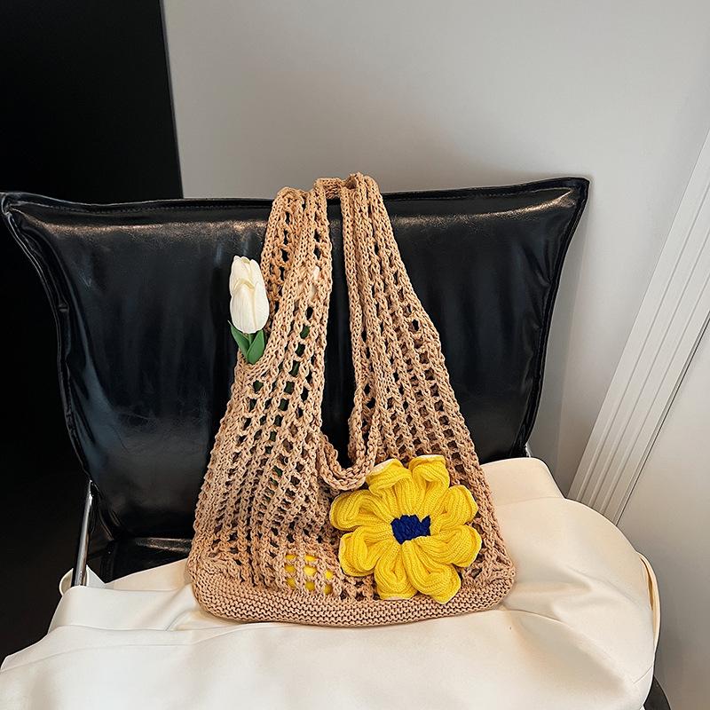 Lazy style knitted bag women's 2025 new fashion fashion travel vacation shoulder bag large capacity tote bag