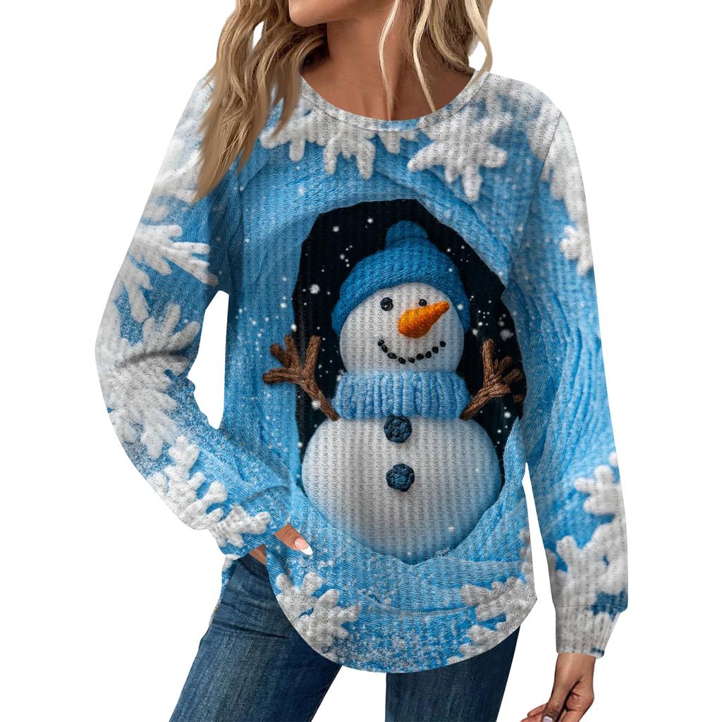 Dámská móda Dlouhý rukáv Vánoční Volný Dlouhý rukáv Kulatý výstřih Ležérní Top