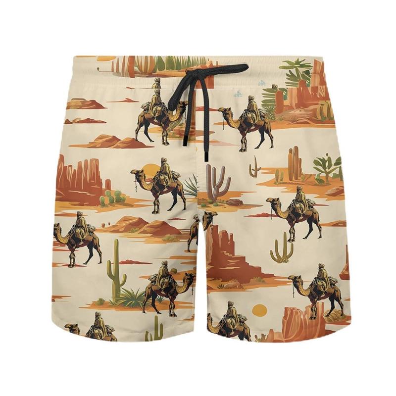 Funny Camel Pattern Hawaiian Beach Shorts Men Cool Cute 3d Printing Animal Swimming Trunks Oversized Summer Street Short Pants