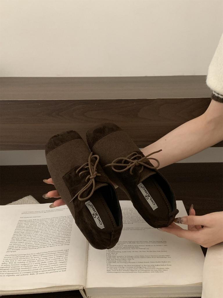 2025 Autumn and Winter New French Retro Round Head Flat-soled Single Shoes Women's Shoes One Pedal Loafers Women's Outer Wear