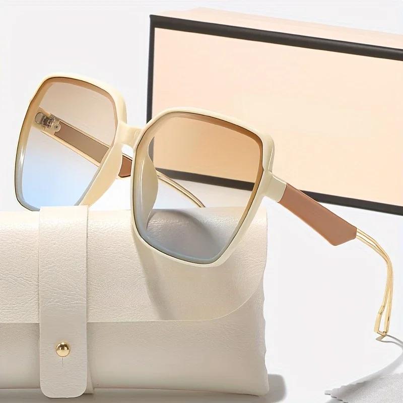 Fashion Classic Oversize Sunglasses Women Square Glasses Driving Outdoor Gradient Travel Mirror Sunglasses Plastic Frame Uv400
