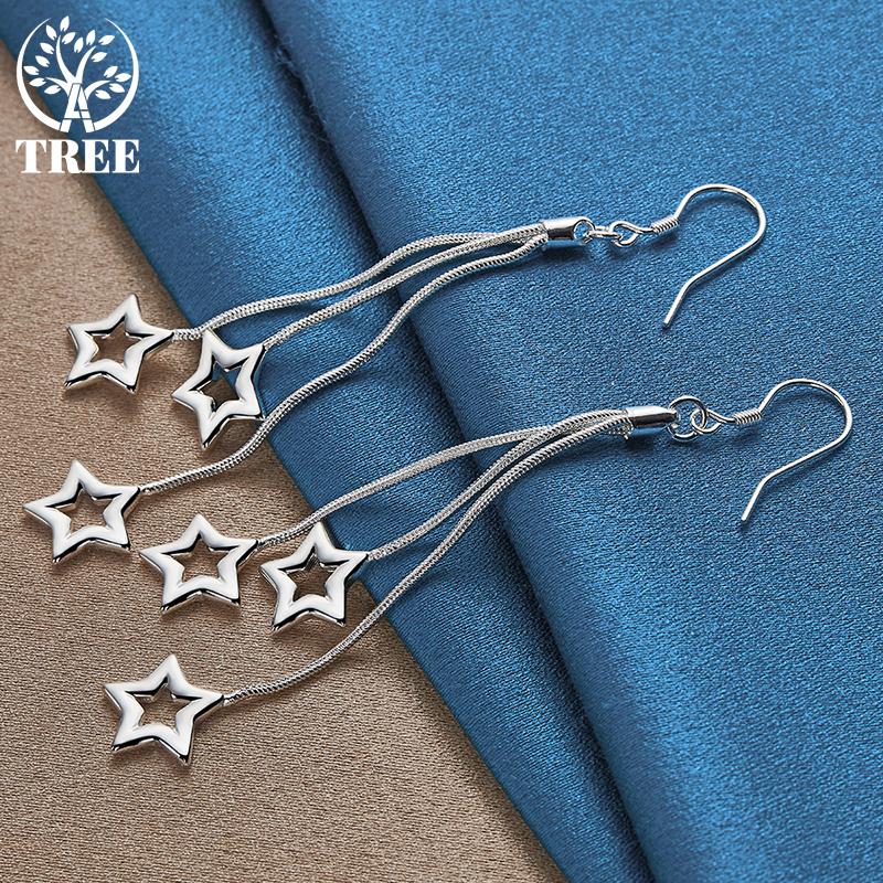 Boucles d'oreilles pendantes en argent sterling 925, chaîne à trois serpents, étoile, bijoux
