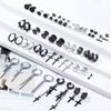 48 PCs European and American Stainless Steel Black Cross Stud Earrings