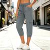 Womens Relaxed Fit Drawstring Waist Cargo Pants with Elastic Ankle and Multiple Pockets for Outdoor Hiking Activities