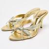Fashion Sexy Gold Bow Decoration High Heel Slipper Women Elegant Pointed Toe Thin Heel Slide Sandal Fashion Banquet Designer Dress Shoes