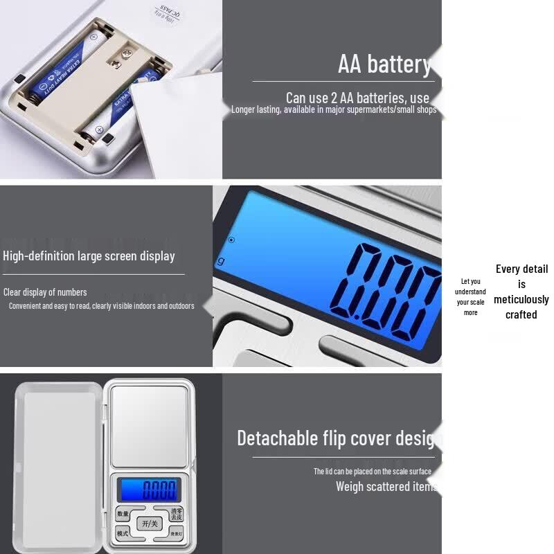 Portable Mini Electronic Scale 500g/0.01g CN plug (adapter included)