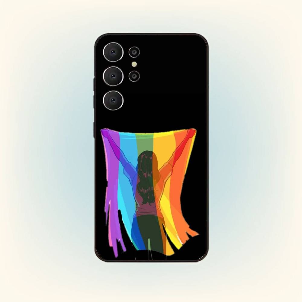 Love Is Love LGBT Rainbow Phone Case For Samsung S26,S25,24,23,22,30,21,10,9,Ultra,Plus,Lite,FE Soft Black Case