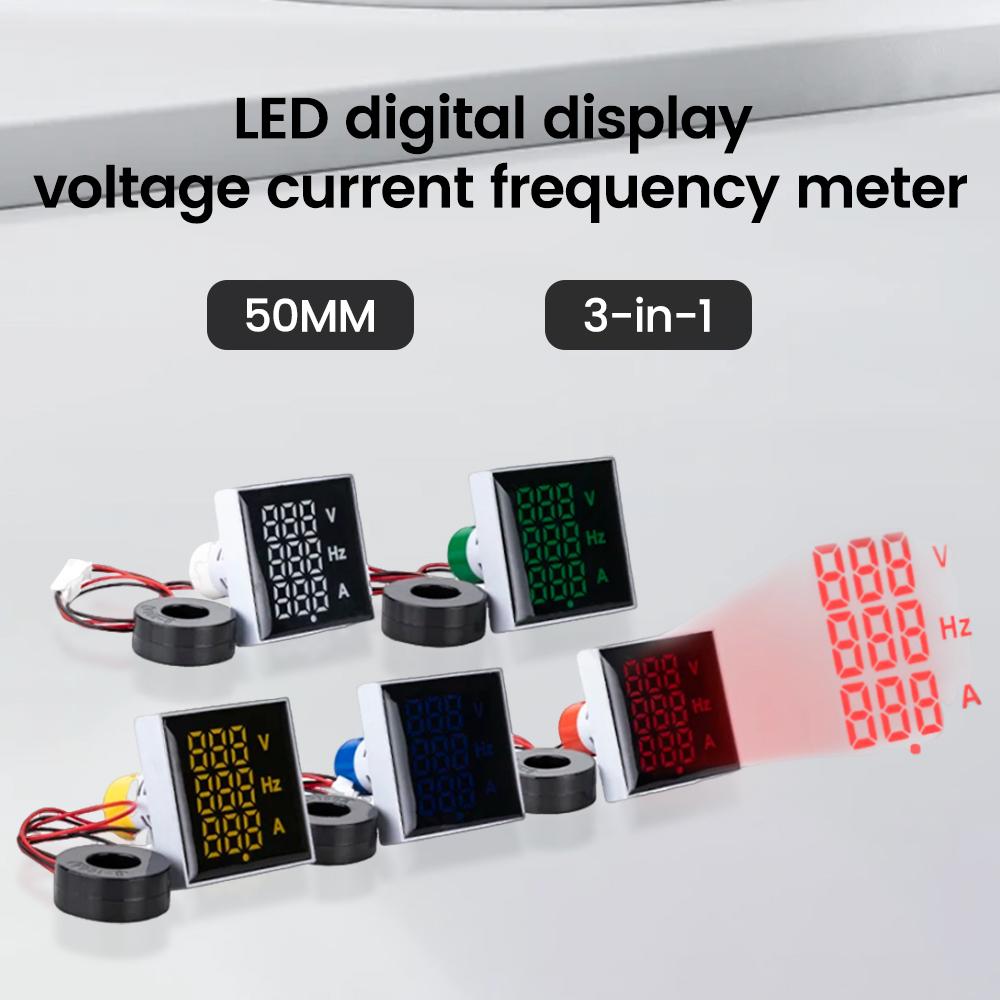 3 In 1 LED Digital Voltage Current And Frequency Meter AC 60-500V 0-100A  for Equipment Failure Construction Signal Indicators
