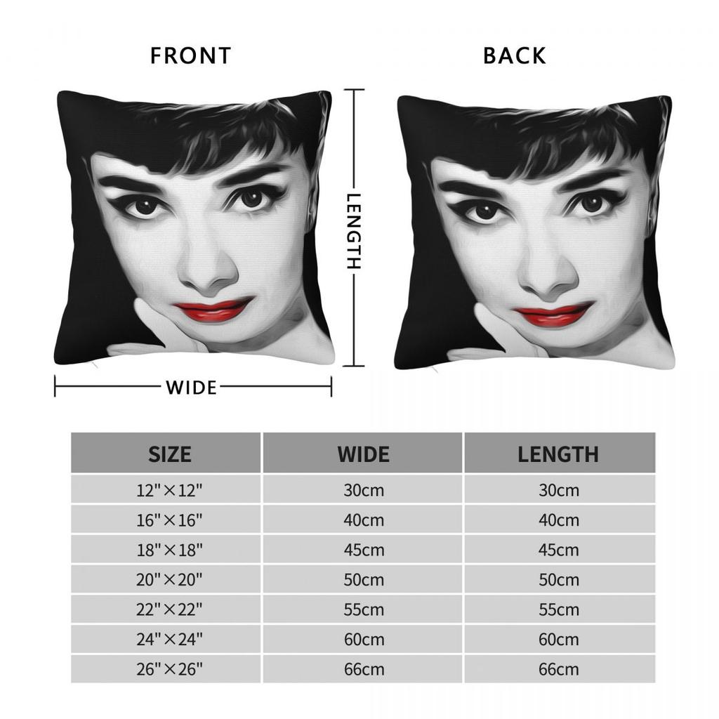 Audrey Hepburn Lippen Quadratische Kissenhülle Polyester Leinen Samt Bedruckt Reißverschluss Dekor Kissenbezug Sofakissenbezug 45x45