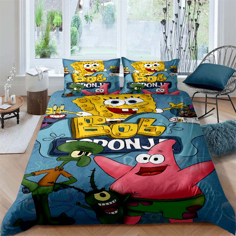 A Variety of SpongeBob SquarePants Patterned Bedding Sets, Soft Duvet Covers and Pillowcases, Suitable for Teenagers, Children a