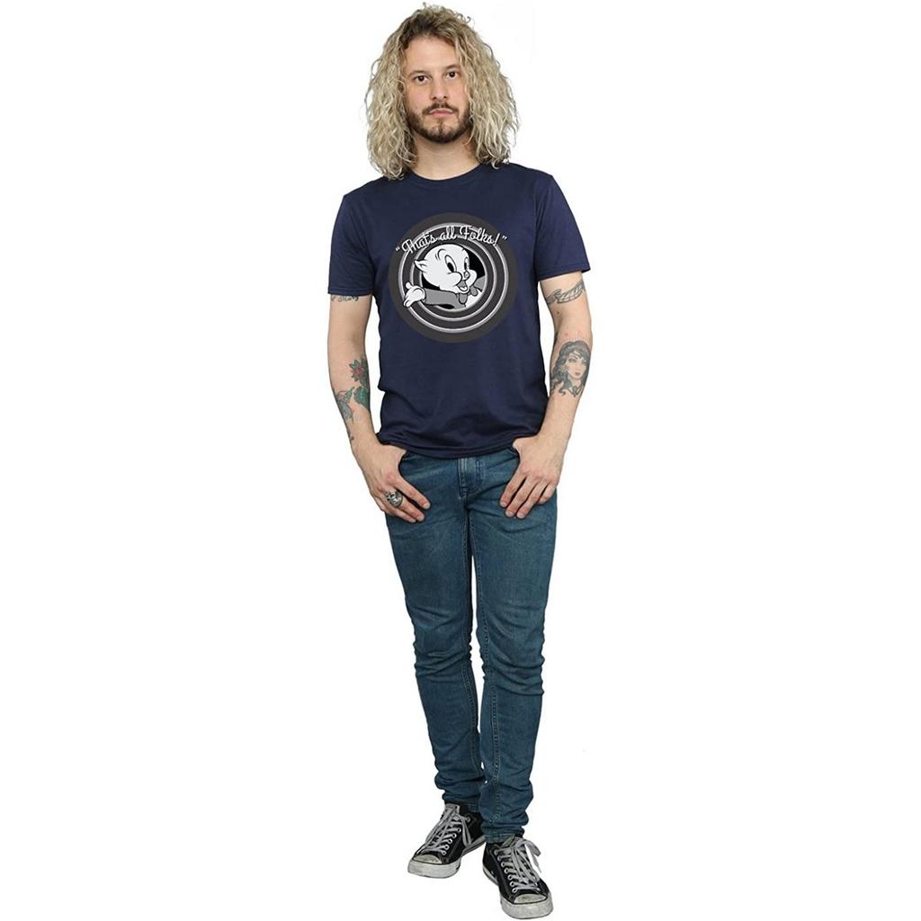 Looney Tunes Mens That´s All Folks Porky Pig Cotton T-Shirt