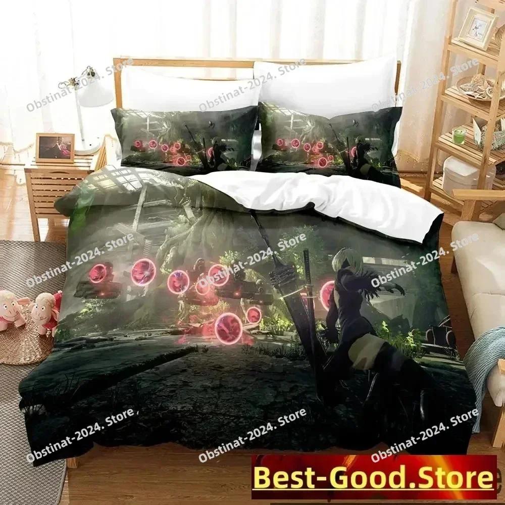Anime NieR Automata 2B Game Bedding Set Duvet Cover Bed Set Quilt Cover Pillowcase Comforter King Queen Size Boys Adult