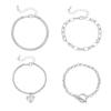 4 pcs Stackable Silvery Bracelet Set, Multi - chainCombination with Heart Pendant & Toggle Clasp, Gift forFriends, Anniversary .