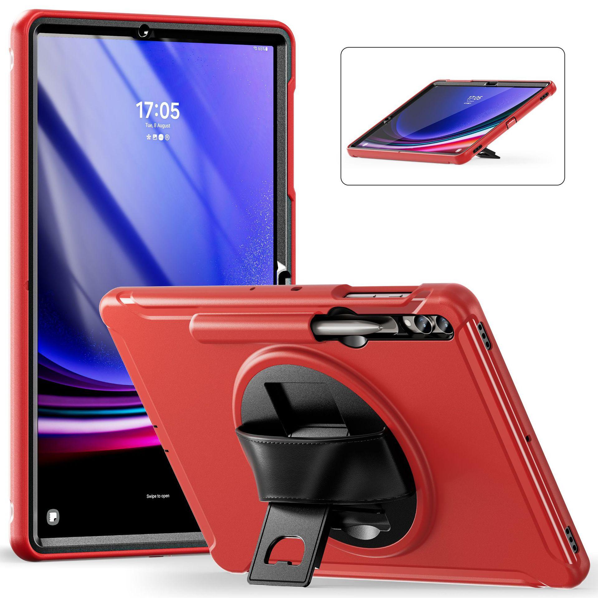 

Чехол для Samsung Galaxy Tab S11 11 S10 S9 Ultra 14.6 S8 Plus S7 Fe 12.4 S6 Lite10.4 Прочный ударопрочный с подставкой ручкой Tab S5e 10.5inch красный