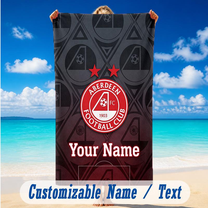 Beach Towel Custom Name Text, Quick Dry Large Towel For Beach HomeAberdeen FC
